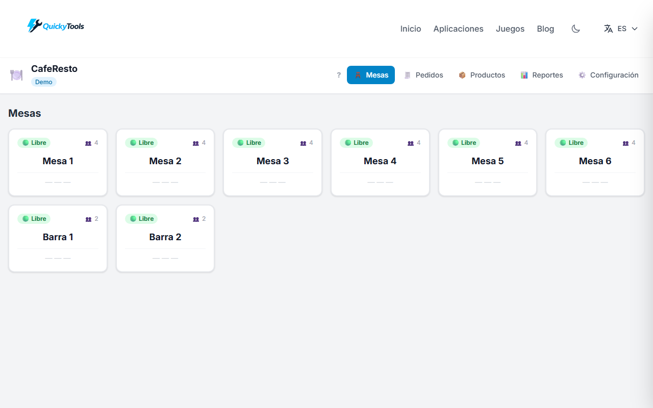 Vista general de mesas